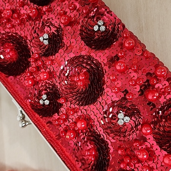 Max Mayer Red Sequined & Beaded Purse - Picture 6 of 6